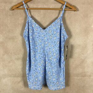 One Hart Blue Floral V-neck Camisole Tank Top NWT SMALL